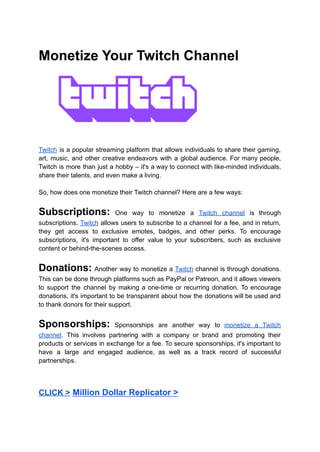 Creative Methods to Monetize Your Twitch Game Stream